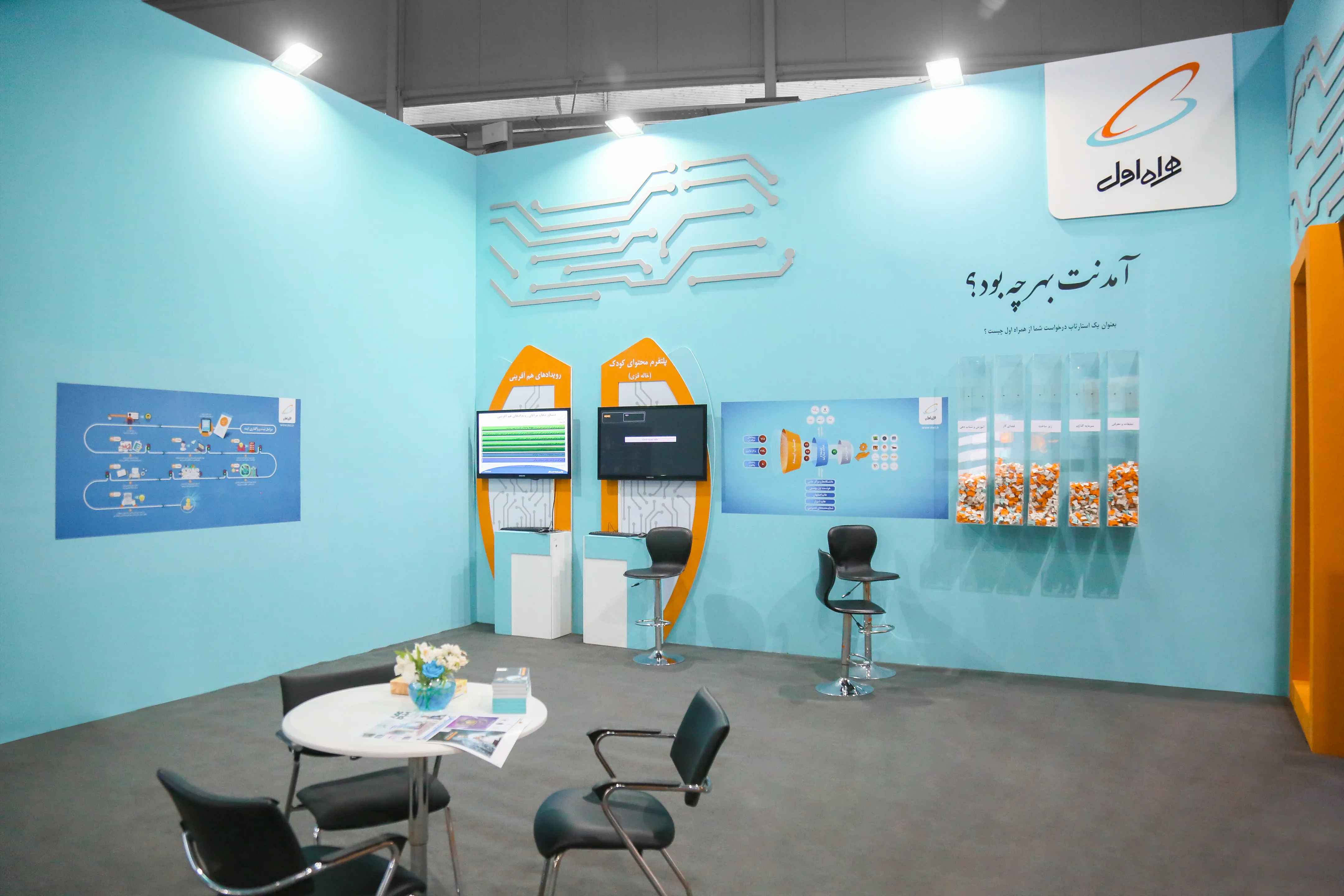   hamrah06 hamrah05 طراحی غرفه همراه اول نمایشگاه تلکام تهران 1397 